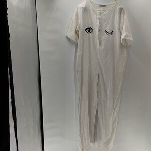 NWOT Misslook Short Sleeve Jumpsuit Beach White Womens XL